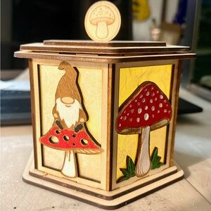Charming Gnome and Mushroom Lantern - Red and Cream